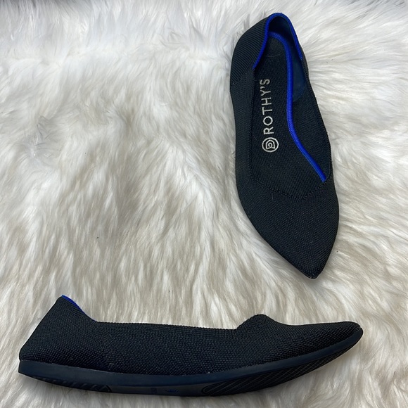 Rothy's The Point Black/Blue Trim Ballet Flats Sz 9 - Picture 7 of 9